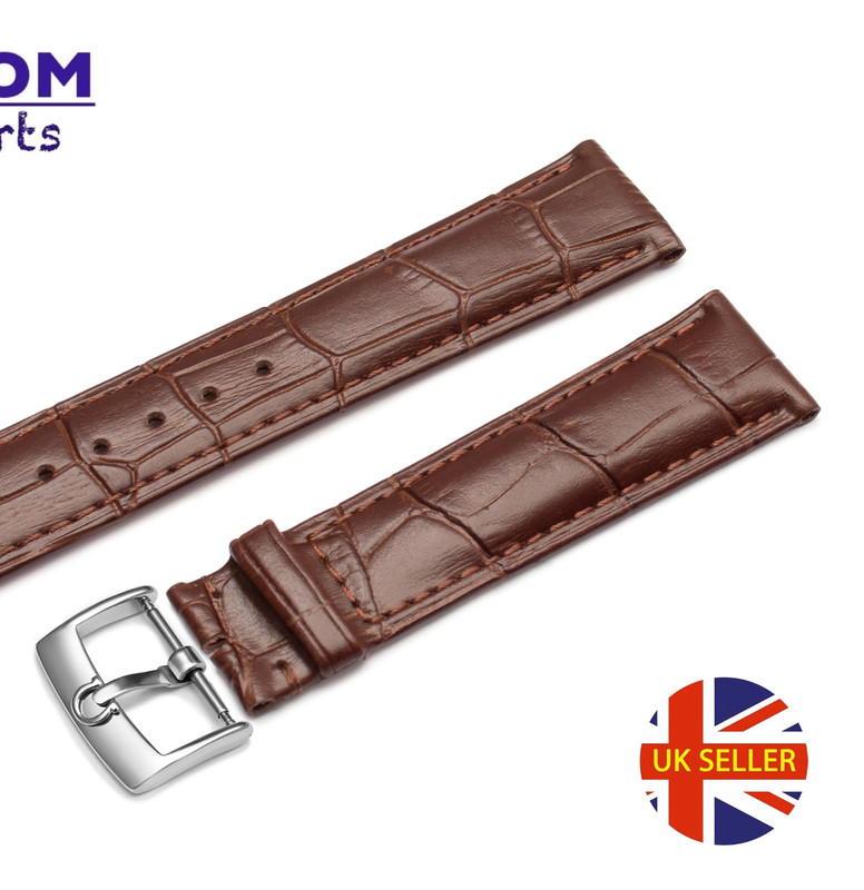 For OMEGA 18-22mm Watch Strap Band Clasp Buckle Bracelet D.BROWN Genuine Leather