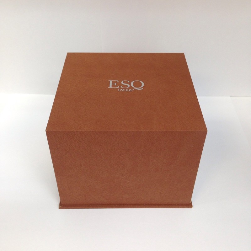 Authentic ESQ BY MOVADO SWISS Brown WATCH BOX Jewelry Storage Case gallery