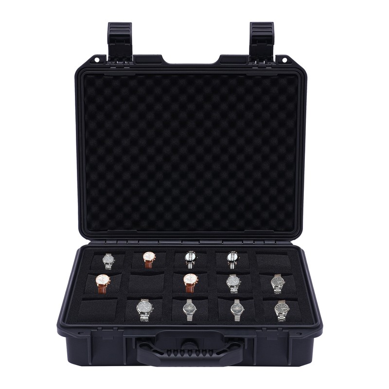 Waterproof Plastic Suitcase Display Storage Case 15 Slots Watch Storage Box Case gallery