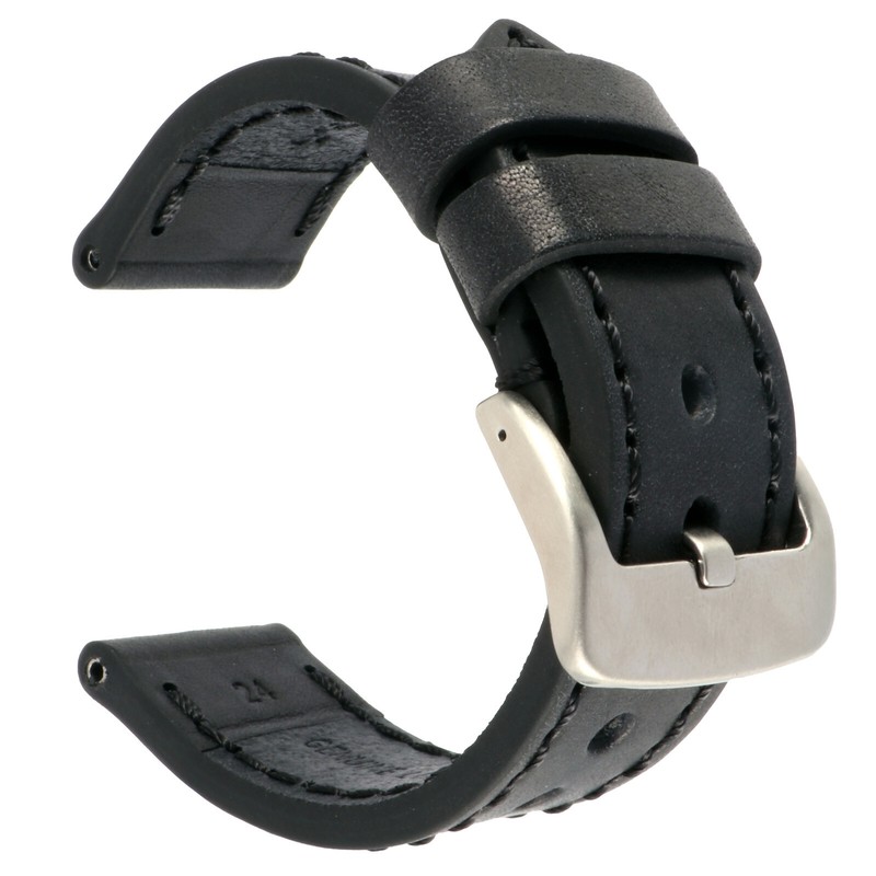 New 26mm NEW COW Leather Strap Black Watch Band for fits PANERAI Black Tang