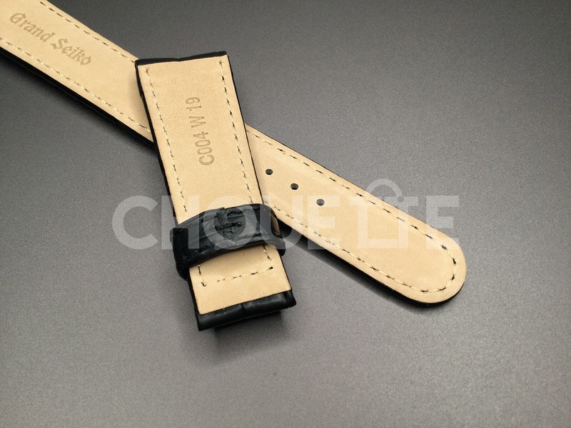 OEM Grand Seiko 19mm Black Crocodile Leather Strap Band for GS SBGX095 Quartz gallery