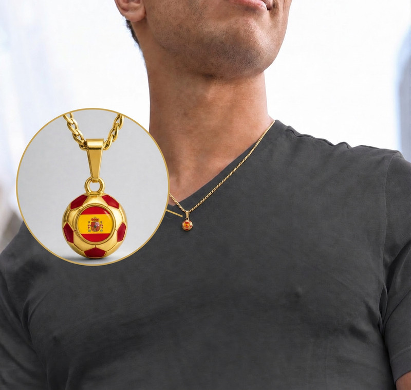 World Cup jewelry 2026 –Spain Soccer Ball Pendant