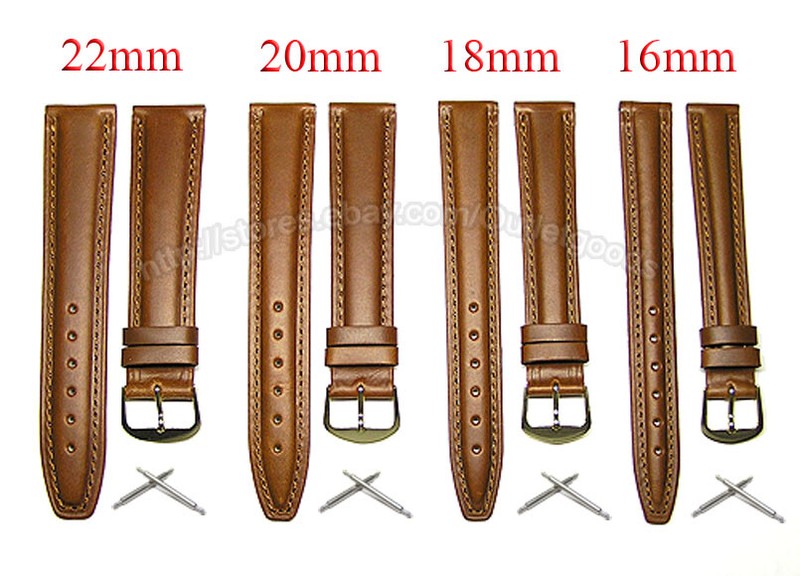 16mm 18mm 20mm 22mm 24mm Banda Brown Calf Leather Watch Band Strap XL Long 8.5" gallery