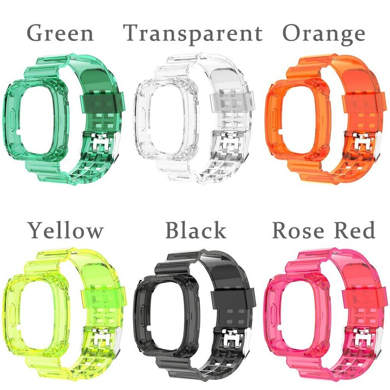 Wrist Strap + Case Bumper For Fitbit Versa 3 / Sense Clear Silicone Watch Band gallery