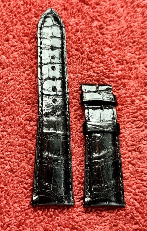 Genuine Zenith 20mm x 16mm Shiny Black Alligator Leather Watch Band Strap 492XS