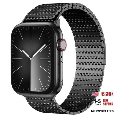 Magnetic Mesh Loop Band Compatible 49mm/46mm/45mm/44mm/42mm(Series 1 2 3) Black