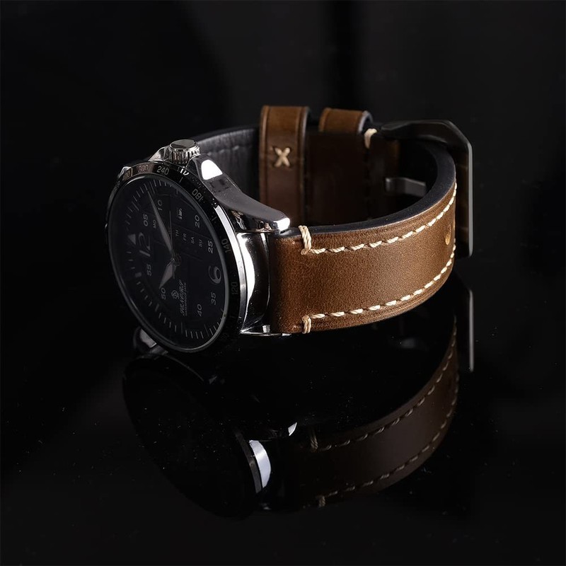Vintage Leather Watch Bands for Men - Crazy Horse, Tanned & Oil Waxed, 20mm-26mm gallery