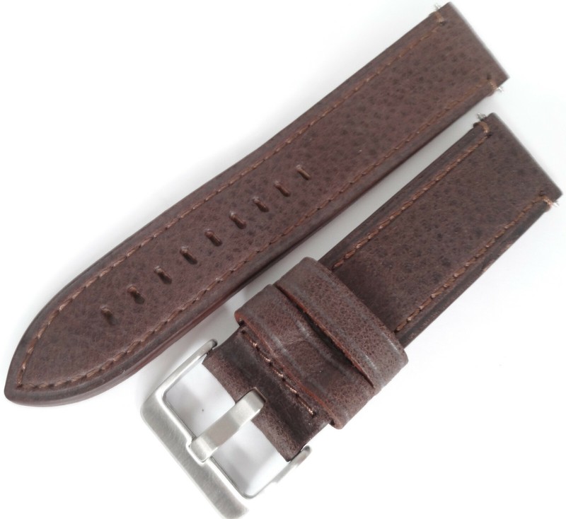 Mens Brown Distressed Saddle Leather 22mm *LONG* Watch Band Silver Tone Buckle