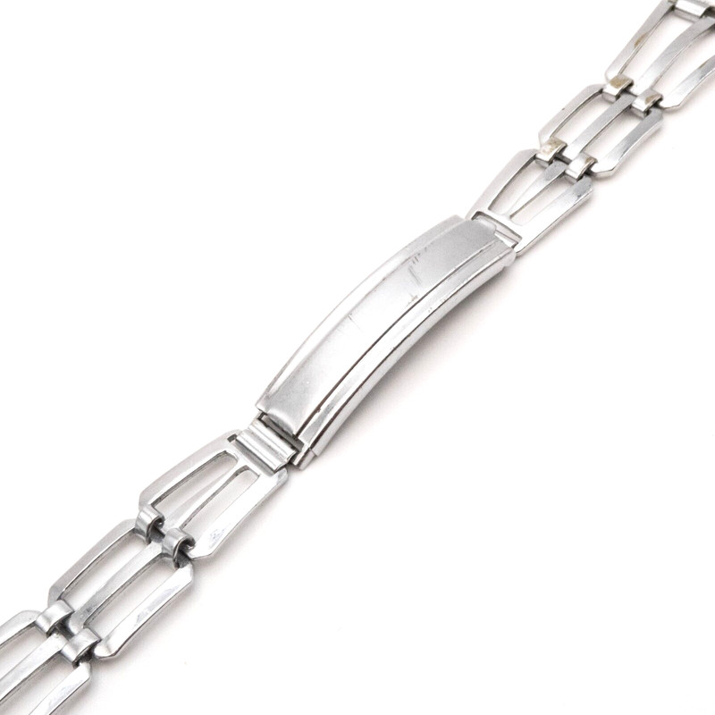 Vintage 16.0 mm Art Deco style open link wristwatch bracelet with trifold clasp