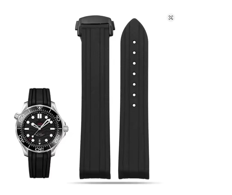 Premium Rubber Silicone Watch Band Strap Folding Buckle 20mm for Omega Seamaster