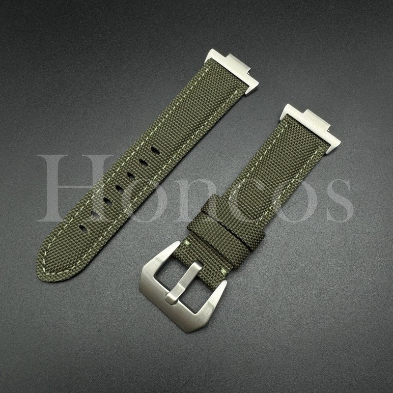 Green Fabric Canvas Leather Watch Strap Band Buckle Fits Tissot PRX Adapter USA