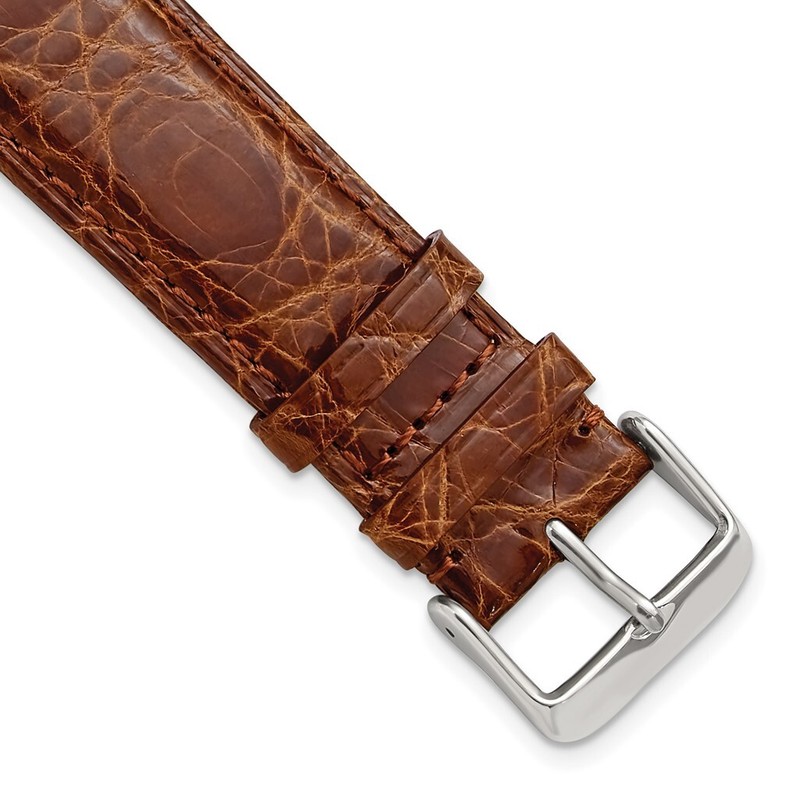 DeBeer 14mm Havana Genuine Crocodile Silver-tone Buckle Watch Band