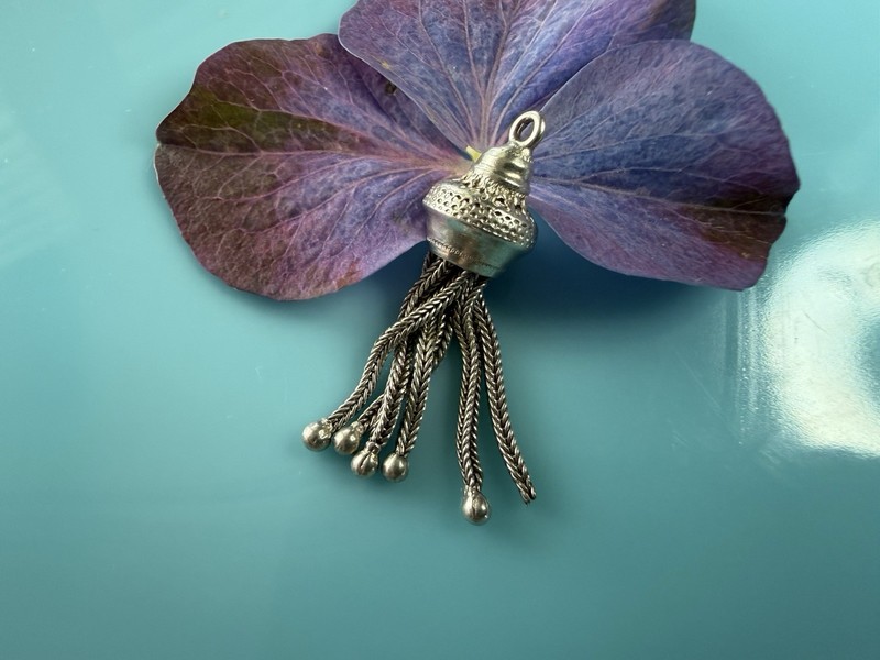 Victorian Silver Multi Rope Tassel Albertina Pocket Watch Chain Pendant Charm