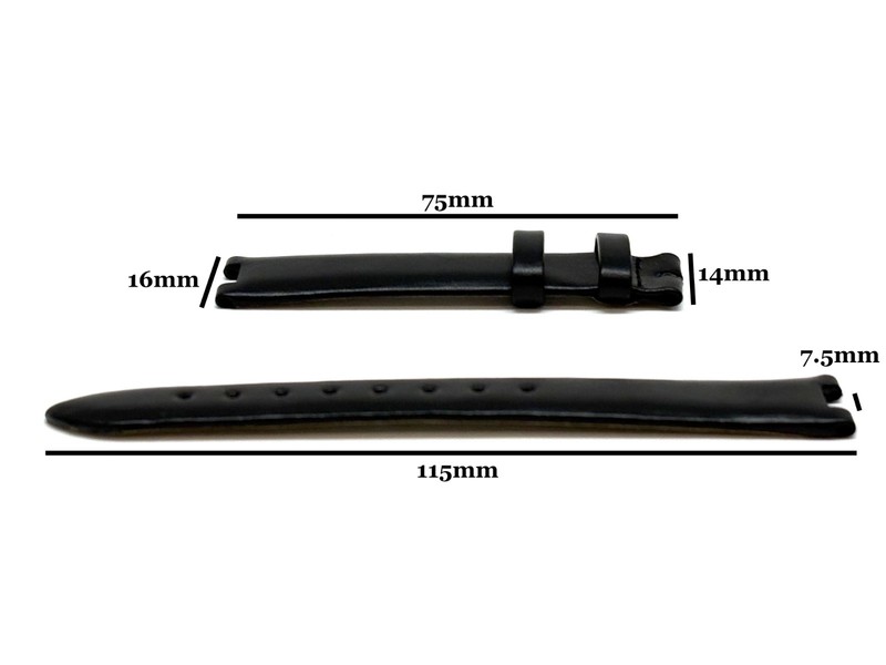 OEM SWAROVSKI Genuine Leather Matte Black 16mm x 14mm Watch Strap No Buckle NEW gallery
