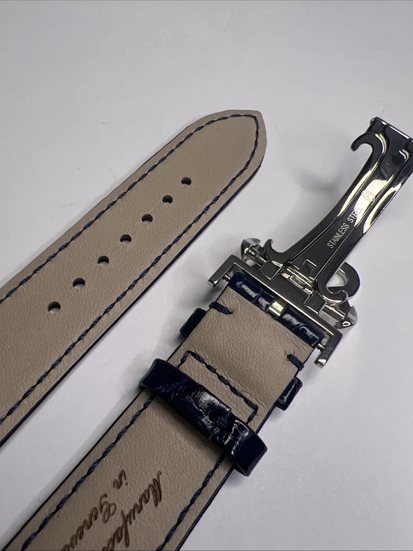 Jacob & Co Geneve 20mm Blue Leather Strap Band & 18mm Steel Deployant Clasp gallery