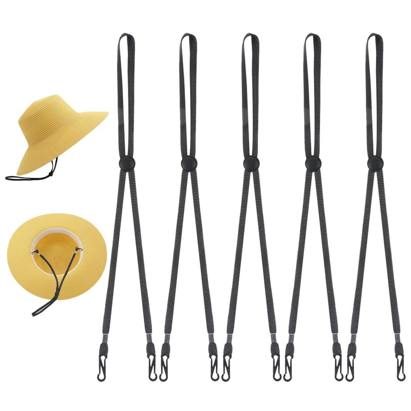 5 Pcs Adjustable Hat Strap, Elastic Hats Removable Chin Cord Windproof AntiLo