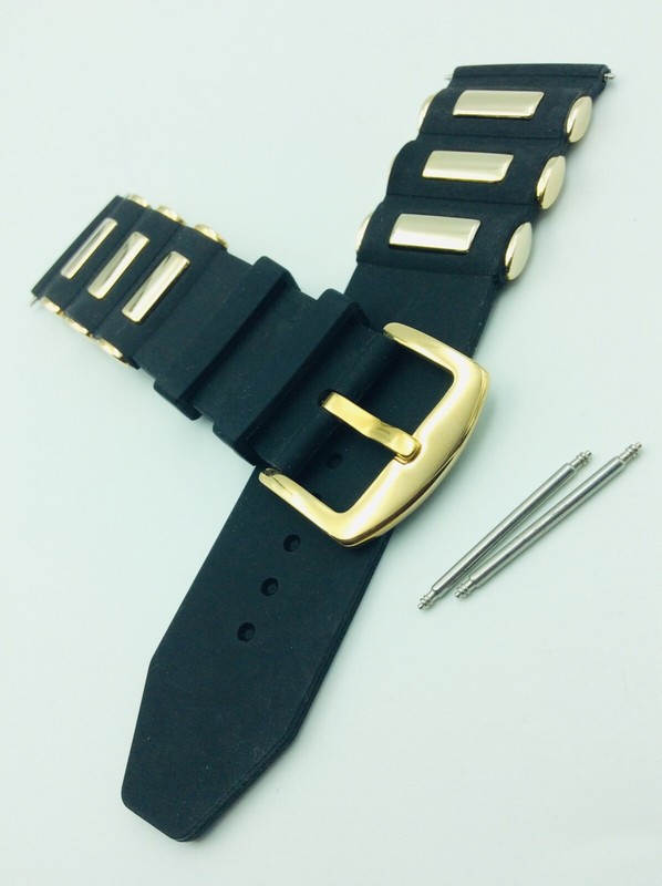 26mm Black watch strap INVICTA Gold Buckle Band Pro Diver 6981 1435 6084 4060 gallery