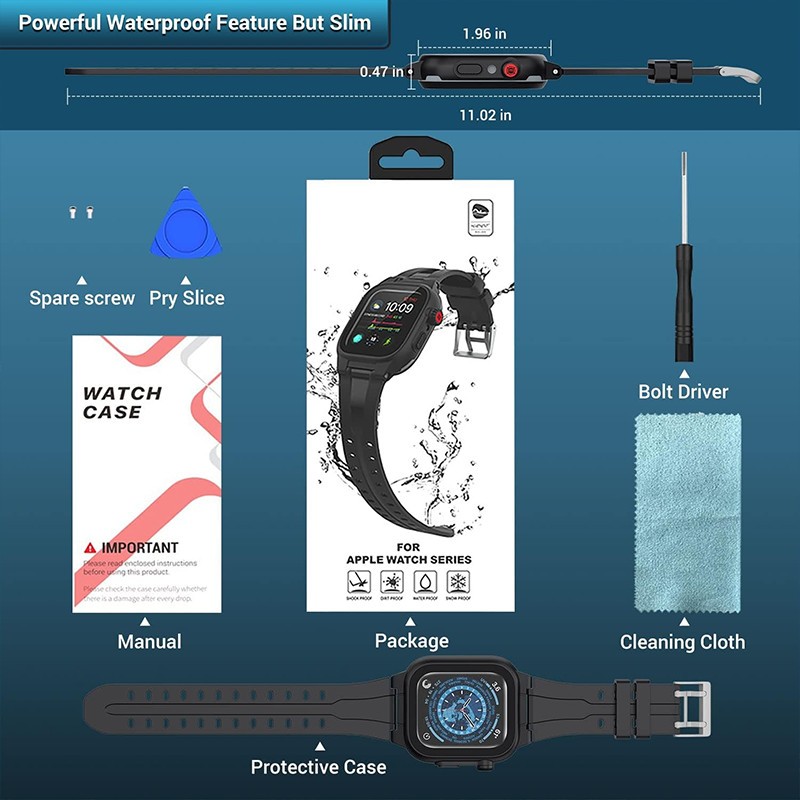 Waterproof Case With Band For Apple Watch 38/40/41/42/44/45mm &Rugged Strap IP68 gallery