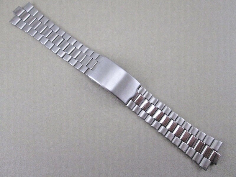 6.5mm 20mm lug size men’s st. steel watch band silver tone fold over clasp 6.25″