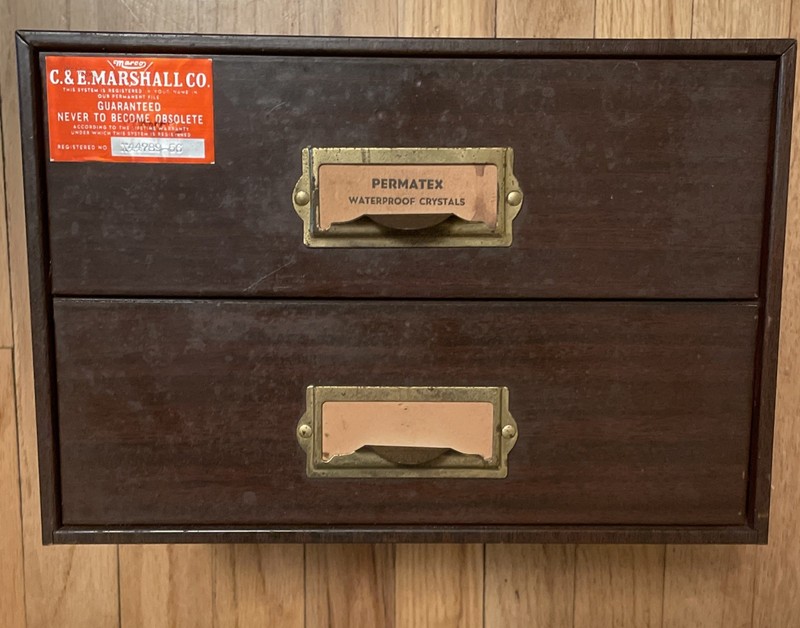C. & E. MARSHALL 2 DRAWER Metal WATCH STORAGE CABINET WATCHMAKER Empty