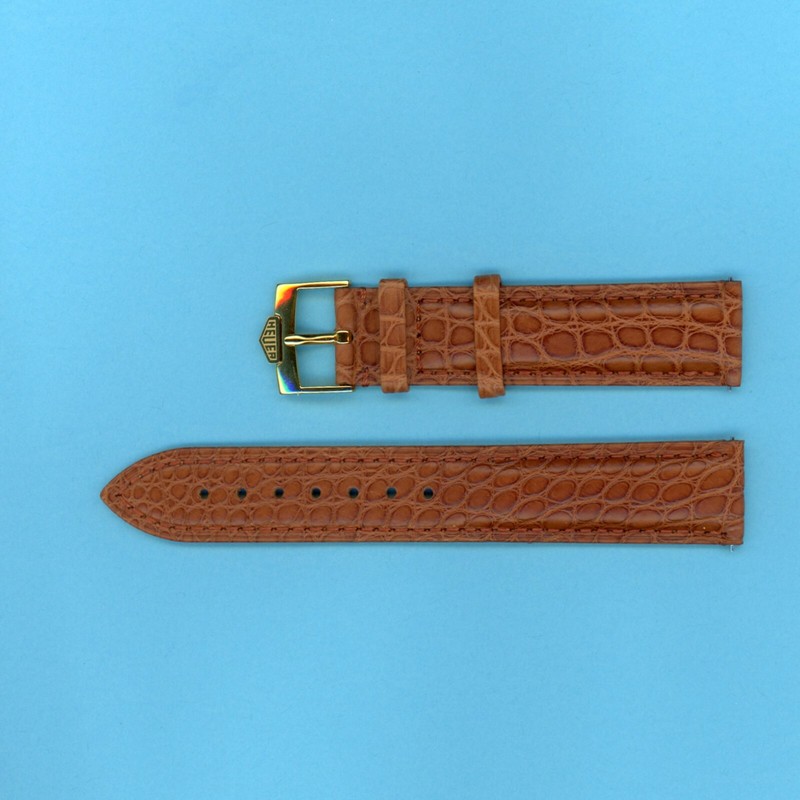 GENUINE ALLIGATOR BROWN COGNAC STRAP 18mm EXTRA LONG & GEN TAG HEUER GOLD BUCKLE gallery