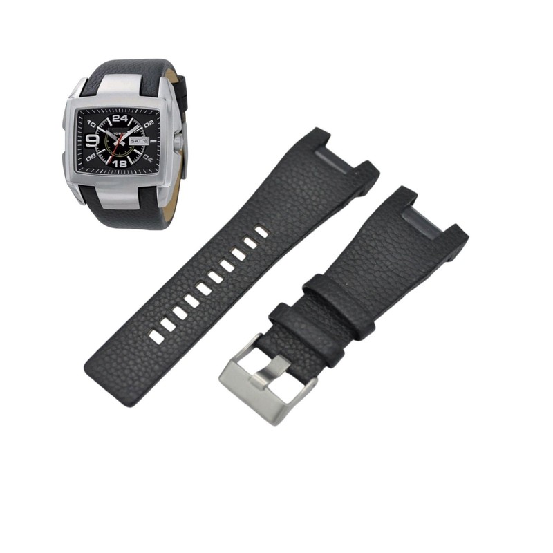 DZ1215 32mm Black Leather Watch Strap For Diesel