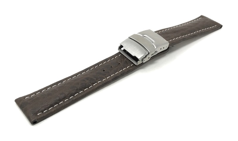 22mm Top Grain Leather Deployment Watch Band for Orient Contemporary gallery
