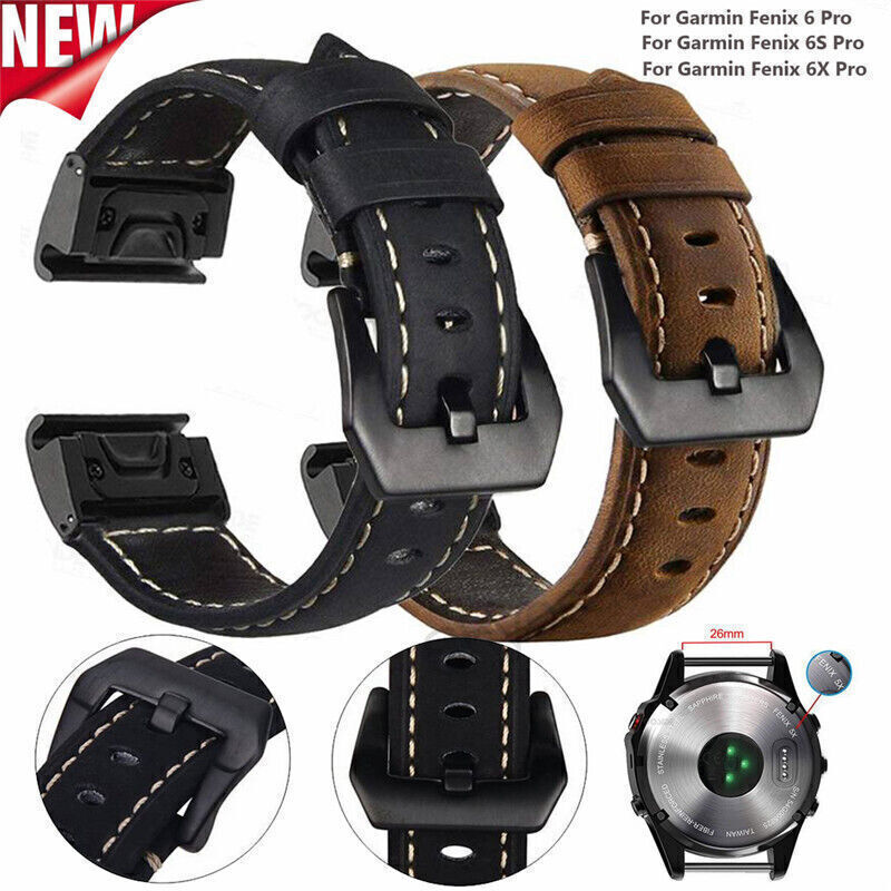 Genuine Leather Band For Garmin Fenix 7X 7 Solar 6X 6 Pro 5 5X Quick Fit Strap gallery