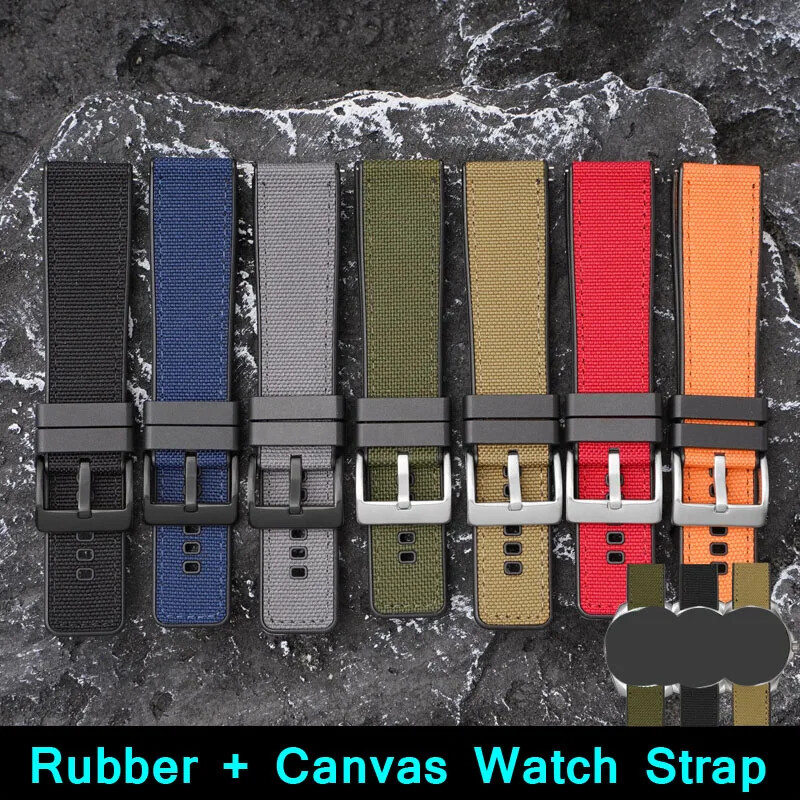 Fabric Silicone Wrist Band 22 24 20mm Quick Release Watch Strap Rubber Bracelet gallery