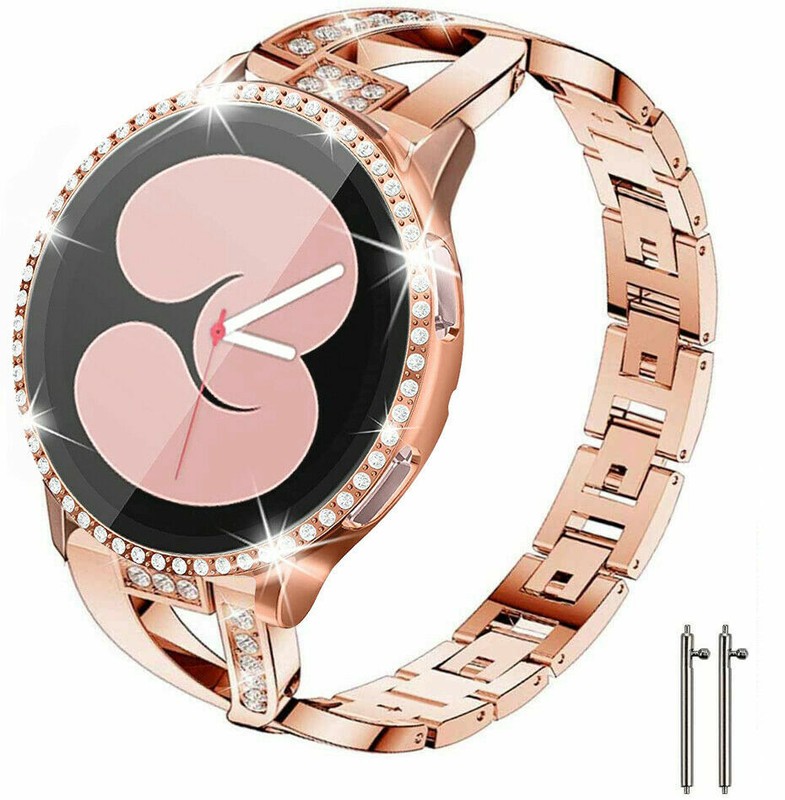 Bling Metal Watch Band+Case For Samsung Galaxy Watch 4 5 6 40/44MM Classic 42/46