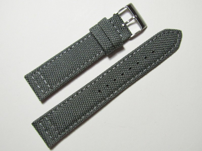 20mm Hadley-Roma MS850 Mens Grey Cordura Canvas Watch Band Strap