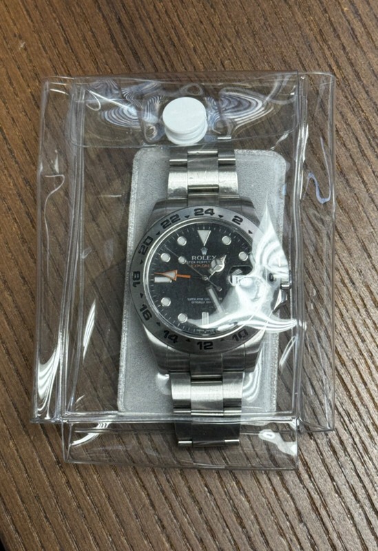 FOR ROLEX WATCH CLEAR PLASTIC STORAGE POUCH NEW STYLE WHITE BUTTON, LOT OF 10