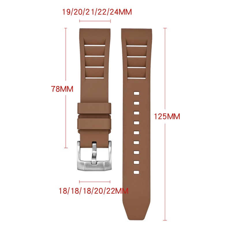 Premium 19mm 20mm 21mm 22mm 24mm FKM Dustproof Bracelet Rubber Watch Band Strap gallery