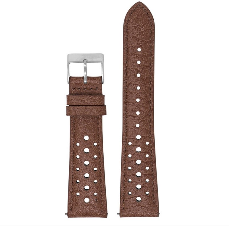 Perforated Leather Rally Strap By DASSARI – 22mm, Brown Quick Release