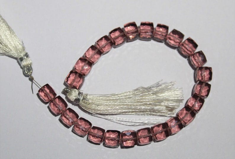 Pink Kunzaite Faceted Cube Beads 8mm 8inch Gemstone beads of rice bracelet gallery