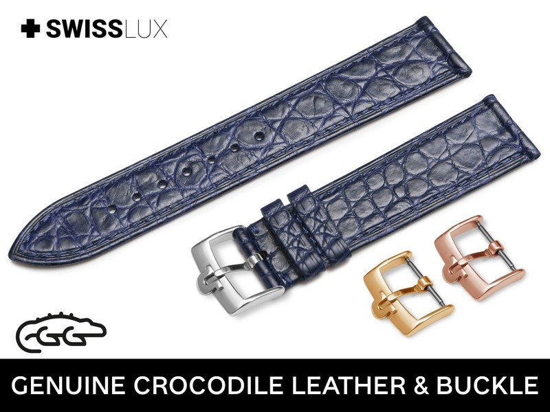 For OMEGA Real Crocodile Alligator Leather Watch Brown Strap Band Buckle Clasp