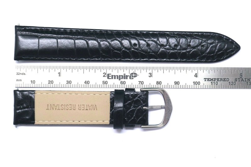 20mm 21mm Black or Brown Croco Embossed Leather Water Resistant Men Watch Strap gallery