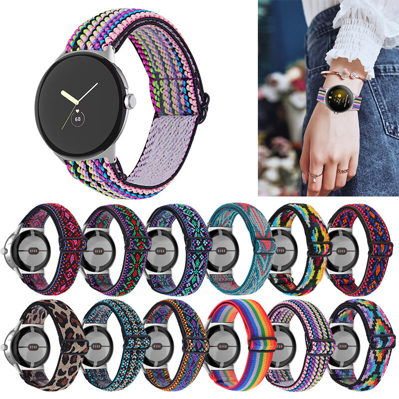 For Google Pixel Watch 1 2 Bohemia Woven Nylon Elastic Band Replacement Strap