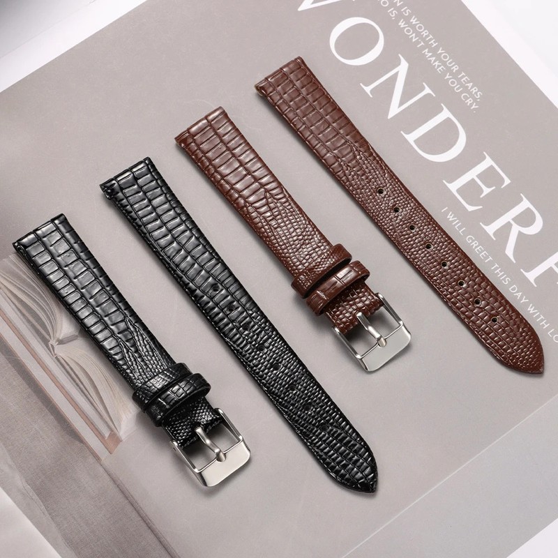 Ultra-thin Leather Watch Strap 8/10/12/14/16mm Slim Watch Band Brown Bracelet gallery