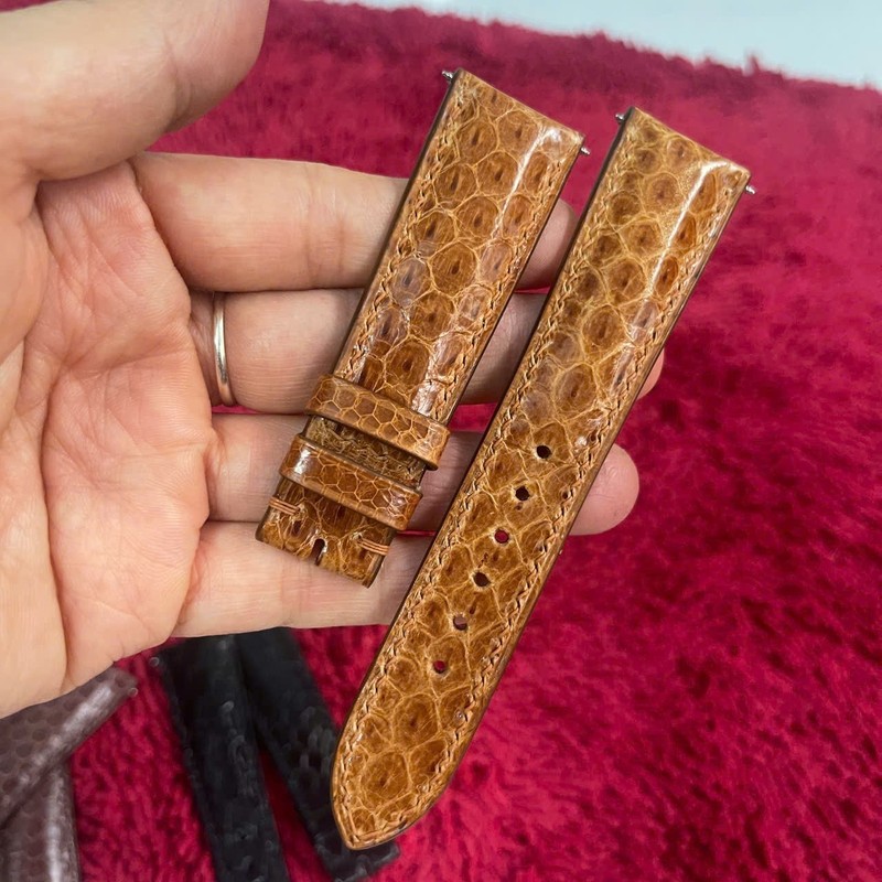 20mm/18mm BROWN Genuine Snake Leather Skin Watch Wrist Strap Band Buckle gallery