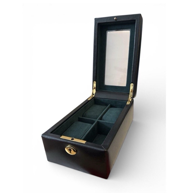 WOLF Designs Luxury Watch Box RARE British Racing Green 4 Slot Glass Window READ