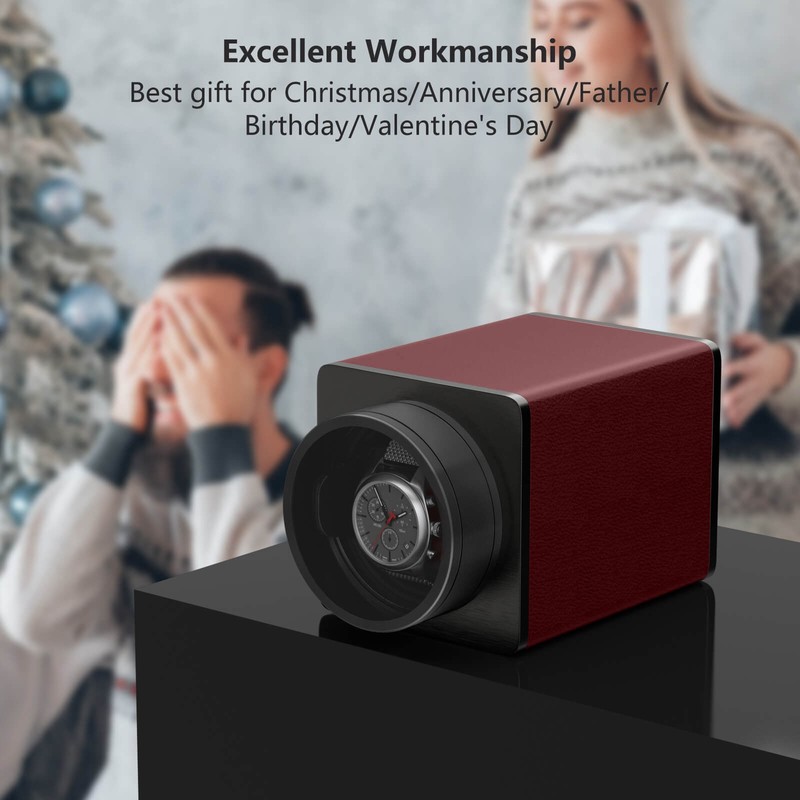 New Automatic Single Watch Winder Box Display Storage Case Travel Vegan Leather gallery