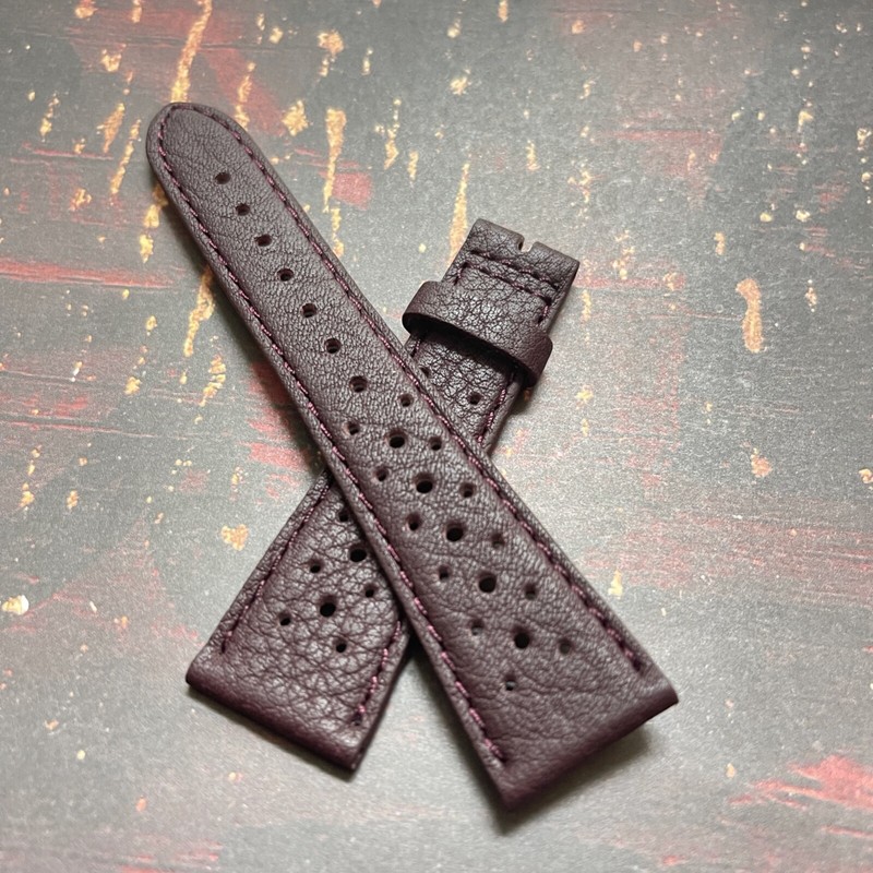 Bordeaux 22mm vintage rally strap NOS 1960s rare size and color racing band gallery