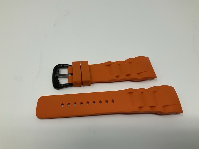 NOS Swiss Legend Commander Orange Rubber Strap with Black Steel Buckle 29mm