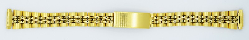 10 – 14mm Stainless Steel Gold Tone Metal Watch Bracelet With Tri Fold Clasp
