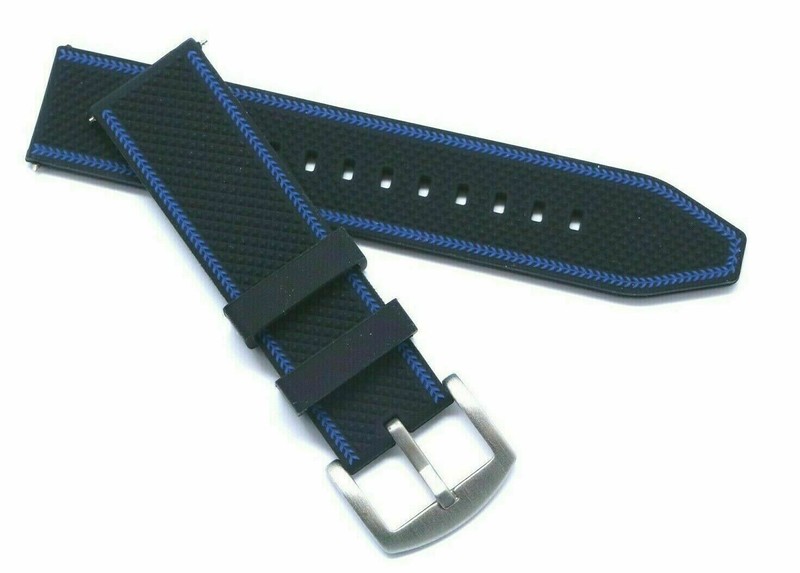 22mm Black/Blue Rubber Replacement Men Watch Band – Citizen Eco Drive 22 lug