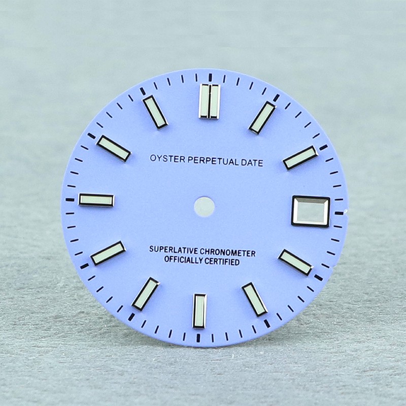 28.5mm Light Blue Watch Dial Luminous Fit NH35 NH36 SKX007 Movement Replacement