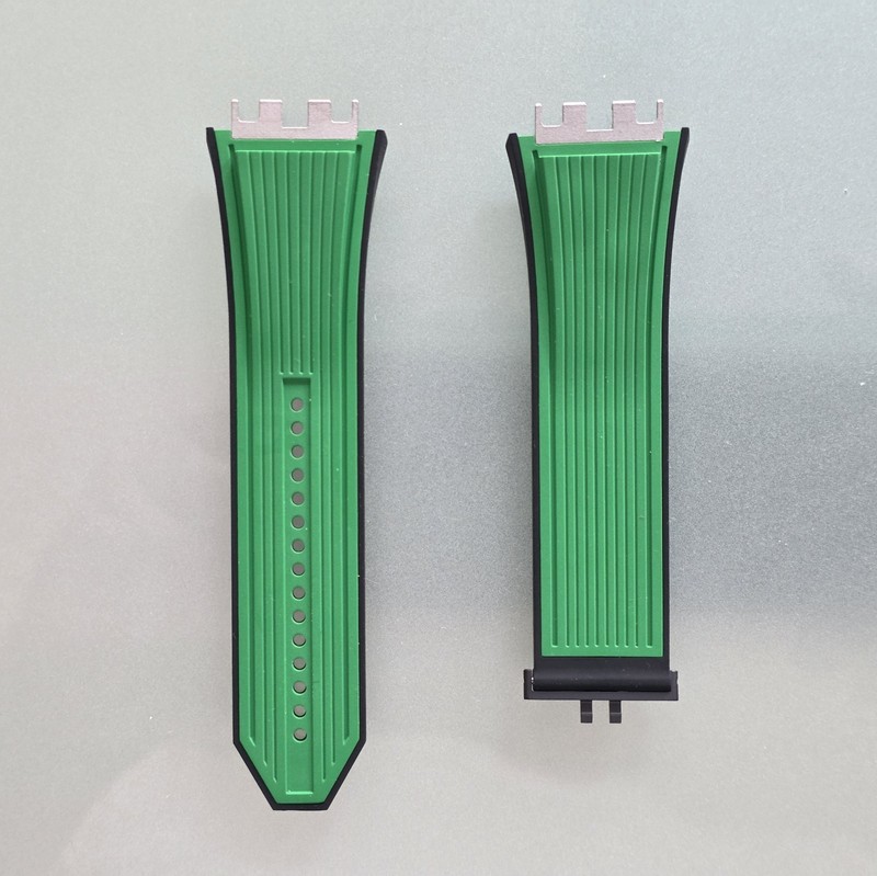 GENUINE HUBLOT SPIRIT OF BIG BANG GREEN & BLACK LINED RUBBER WATCH STRAP NEW gallery