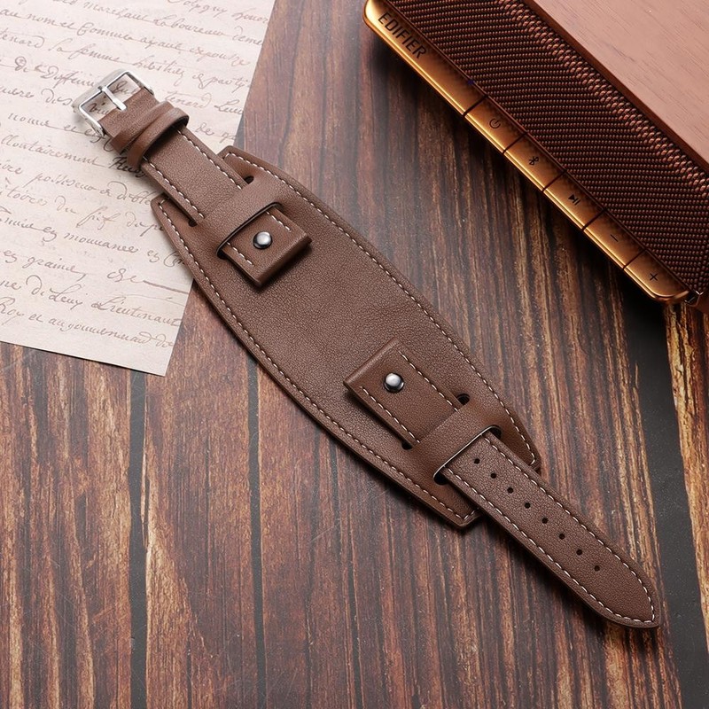 20 22 24mm Bund Strap Men’s Watch Band Vintage Cowhide Cuff Watchband