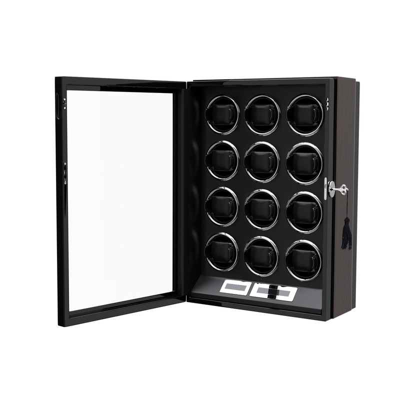 Automatic 12 Watch Winder LCD Touch Display Case Storage LED Remote Control Gift